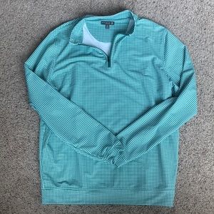 Green gingham Peter Millar Quarter Zip